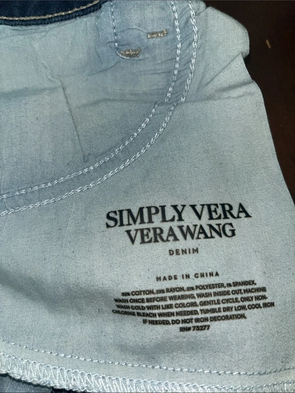 Pre-Owned Women's Simply Vera Vera Wang Dark Blue Straight-Leg Jeans Size 14P - Picture 4 of 8